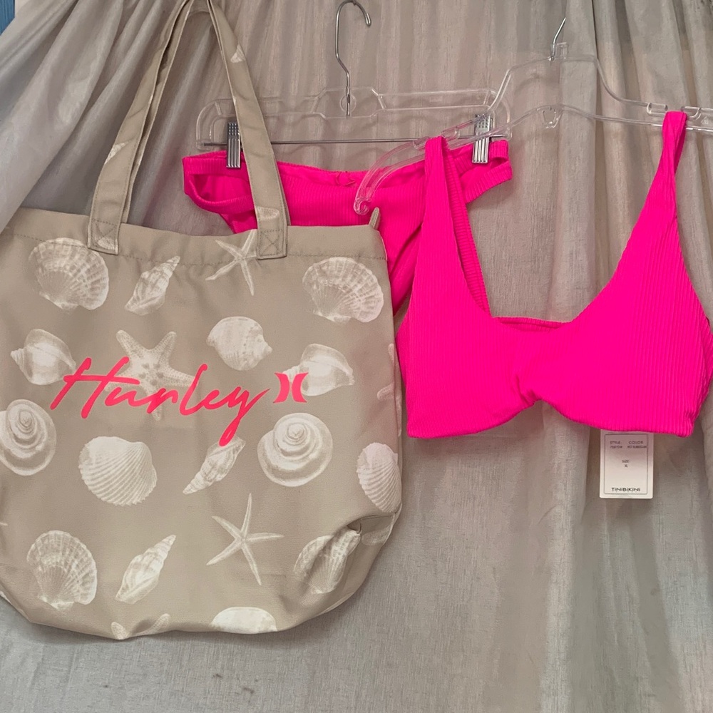 TiniBikini Neon Hot Pink Ribbed Two-Piece Swim Set